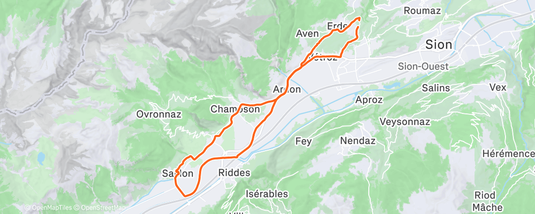 Map of the activity, Vélo du midi