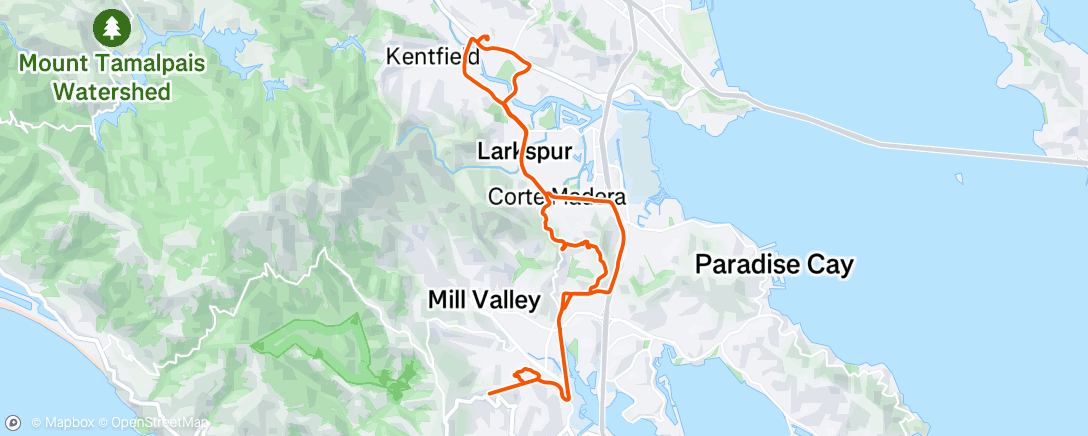 Map of the activity, Afternoon ride to Kentfield