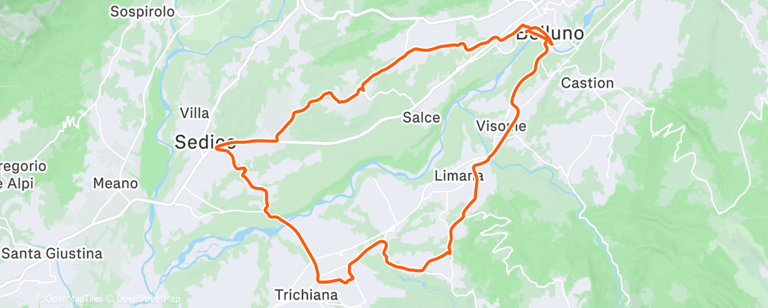 Map of the activity, Pedalata pomeridiana