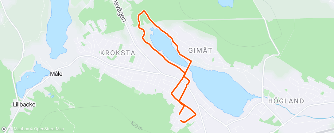 Map of the activity, Morgonjogg innan avfärd på utbildning i Umeå