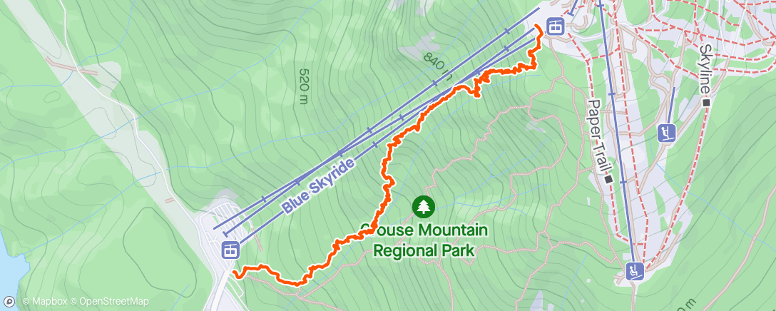Mapa de la actividad, Grouse Mountain
