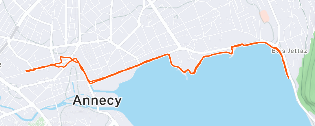 Map of the activity, Course à pied le midi