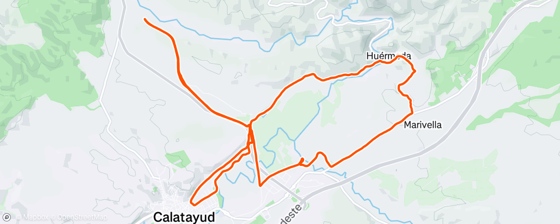 Map of the activity, Tirada larga de 25 kms. con mucho viento. Carrera continua suave: 20 kms a 4:30 aprox y el resto a 4:45