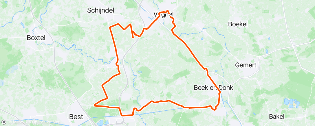 Map of the activity, Middagrit op gravelbike