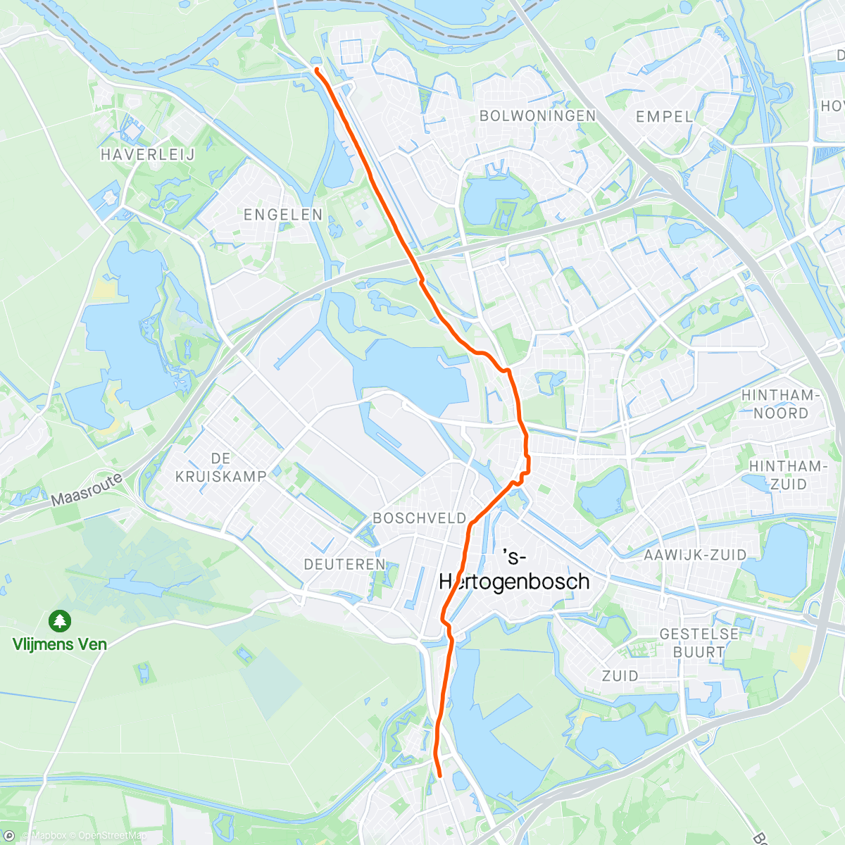 Map of the activity, Derde estafette-rondje (Wageningen- Oisterwijk)