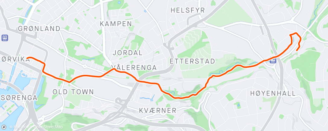 Mapa de la actividad (Til arbeid via Svartdalsparken)