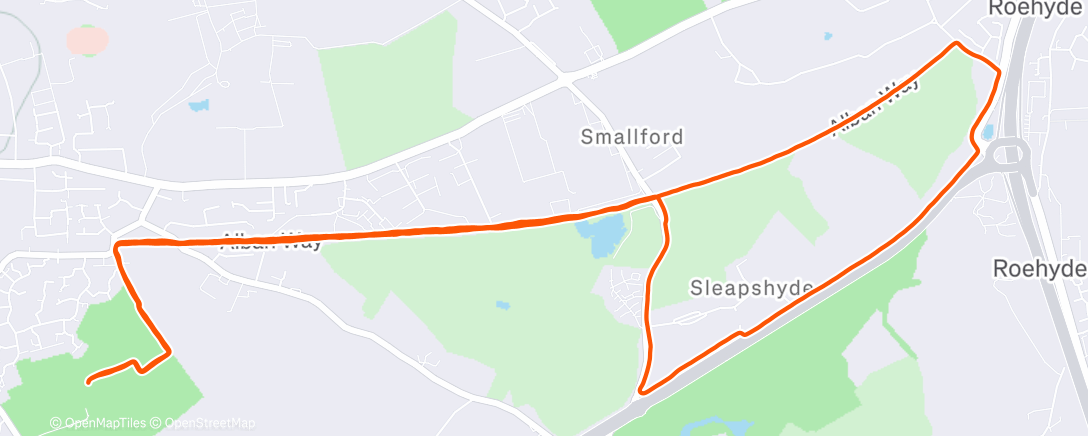 Map of the activity, St Albans NYE 10k