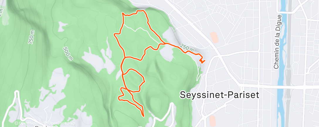 Map of the activity, Trail en soirée