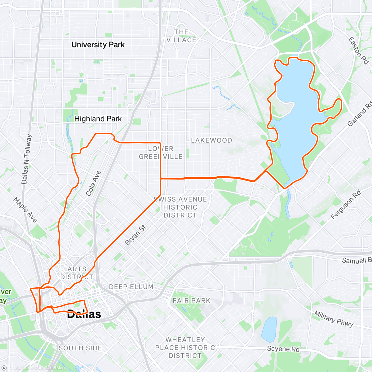 Map of the activity, BMW Dallas Marathon