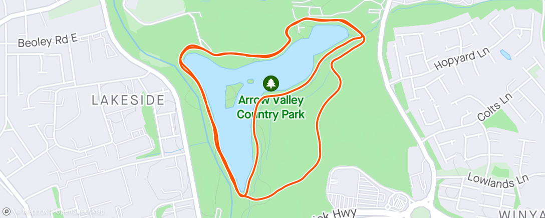 Map of the activity, Arrow Valley Park Run with Mum