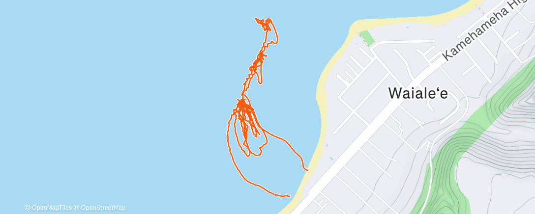 Map of the activity, Sunset paddle grind and fun waves