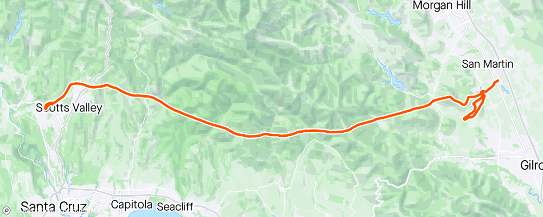 Map of the activity, Scotts Valley back to San Martin Flight