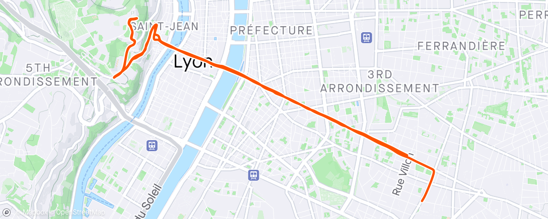 Map of the activity, 45' Fourvière à vélo avec PL