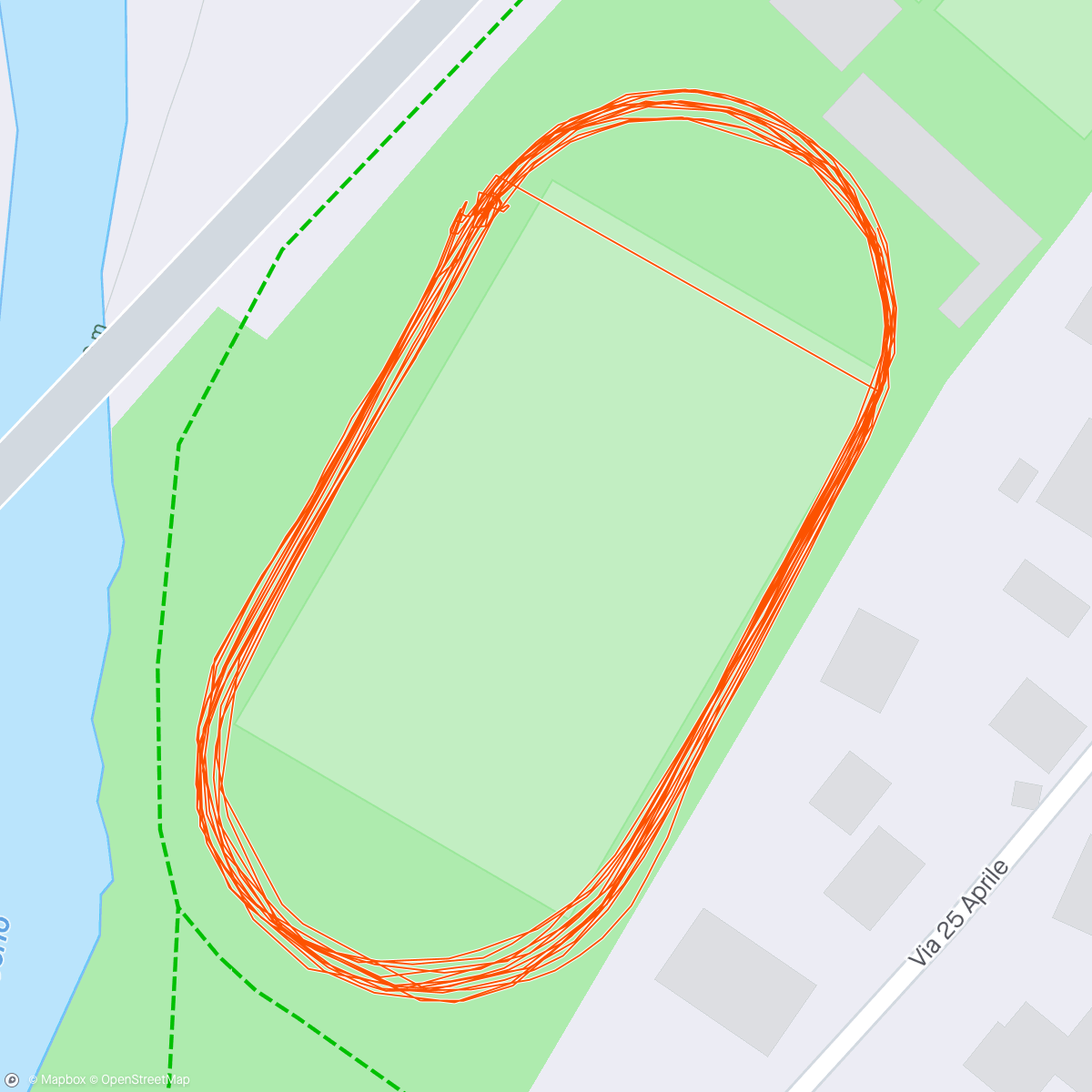 Map of the activity, 5x400 Rec 30 fermo+5min Lento+5x400 rec 30