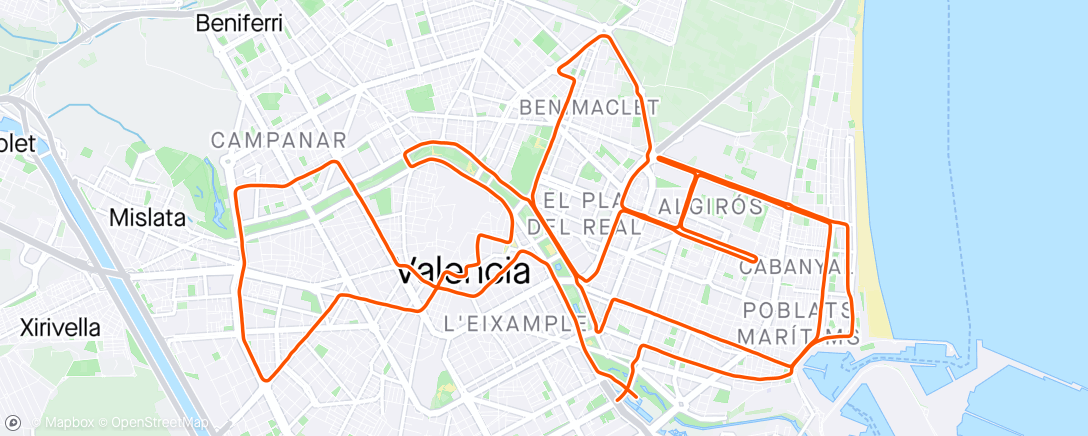 Map of the activity, Valencia Marathon