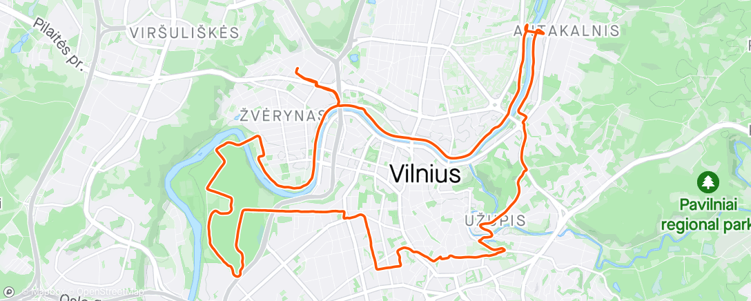 Map of the activity, Reverse Džiugo Half Marathon