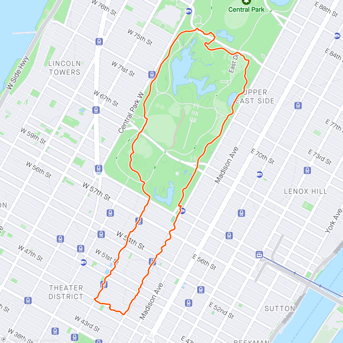 Mapa da atividade, Central Park