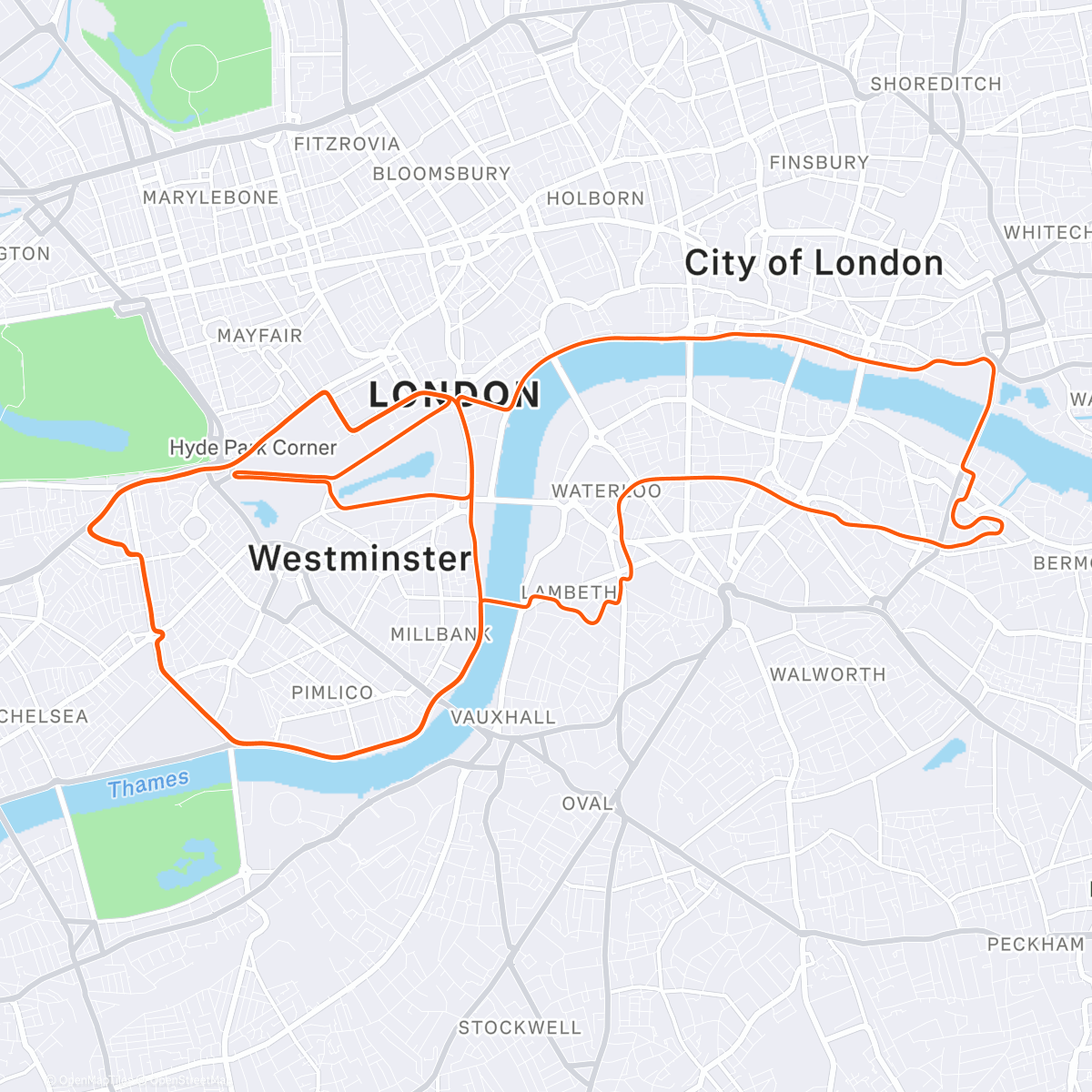 Mappa dell'attività Zwift - VO2 Blocks - Norwegian 4 x 4 on London Calling in London