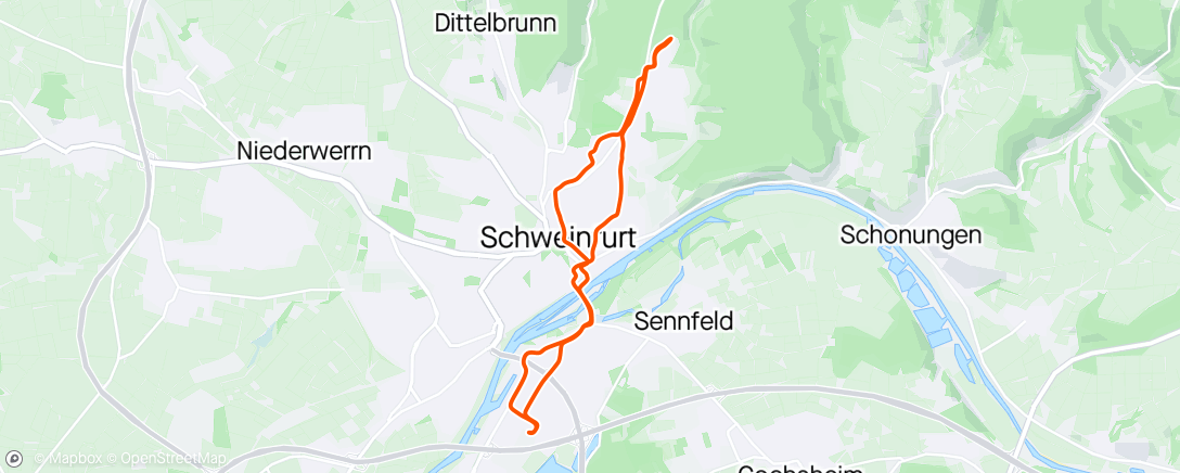 Mapa da atividade, Mountainbike-Fahrt am Morgen