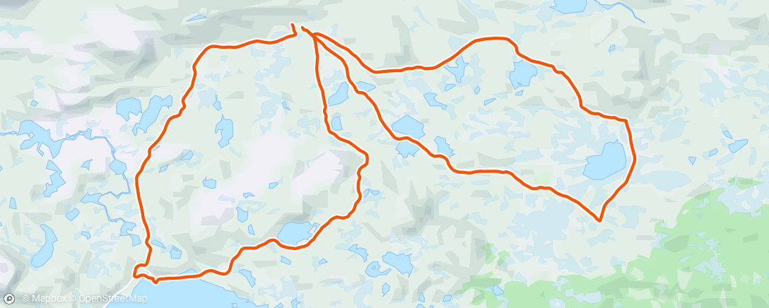 Map of the activity, Fyrst Bergsjørunde med Åsne for å hente mat, deretter ein ekstra sveiv.