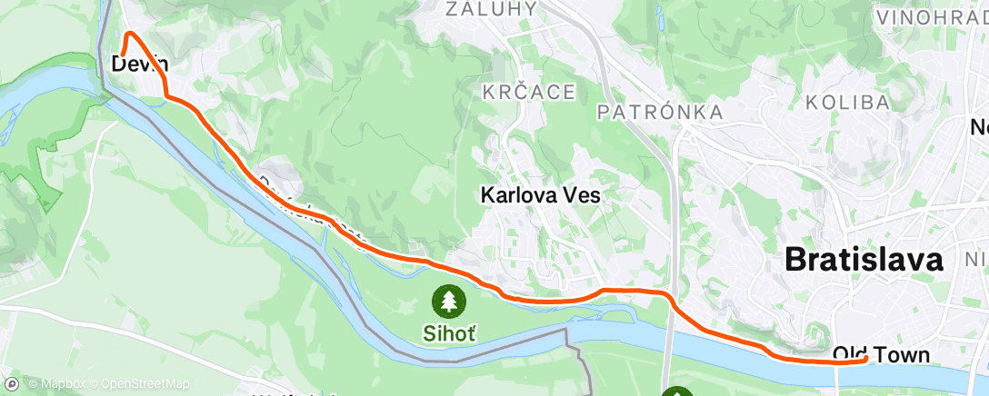Map of the activity, Devín - Bratislava 2025 11.65km