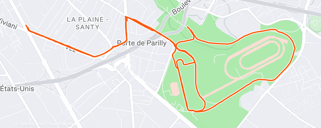 Map of the activity, Course à pied dans l'après-midi