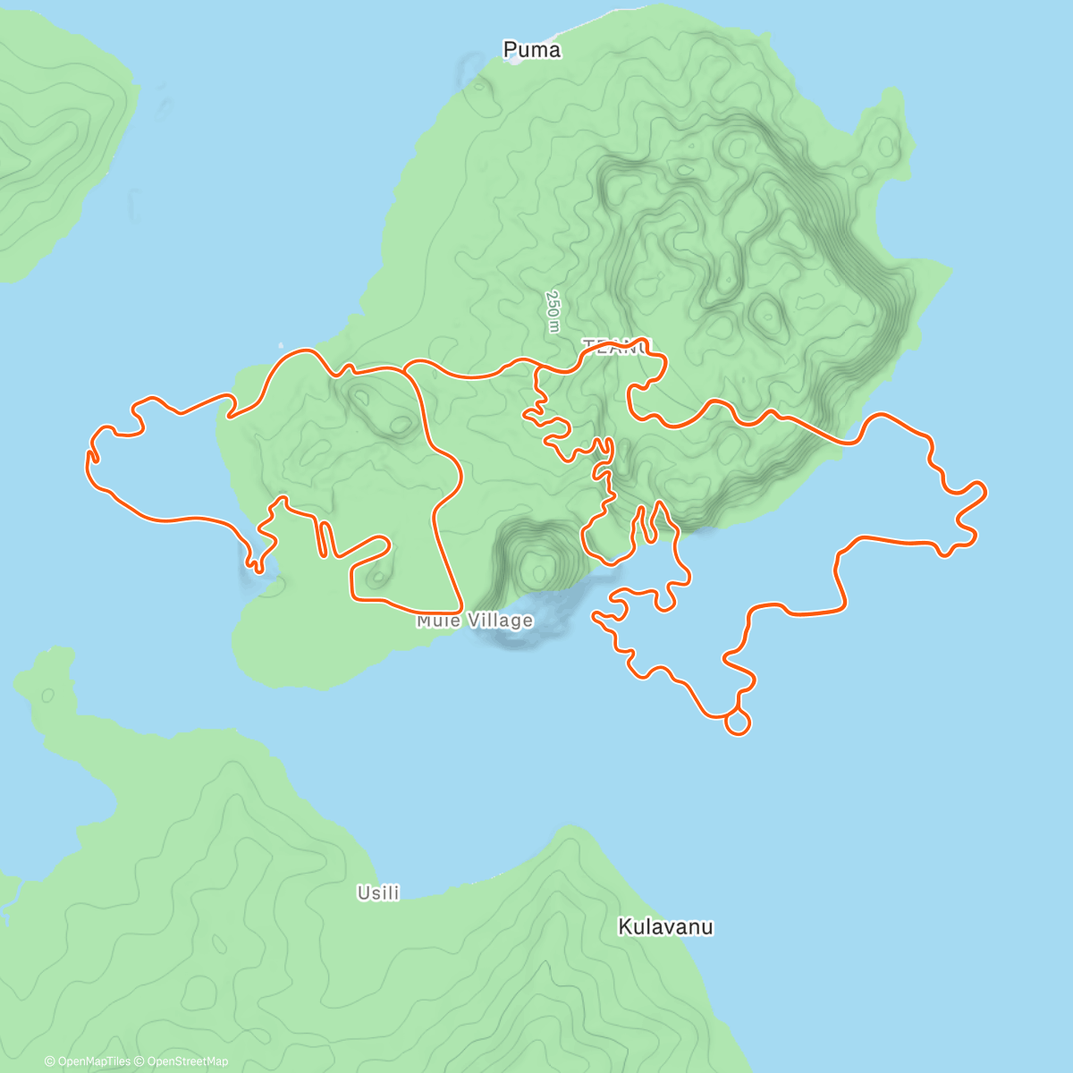 Карта физической активности (Zwift - Beach Island Loop in Watopia)