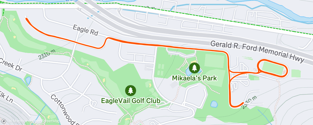 Map of the activity, Evening Run