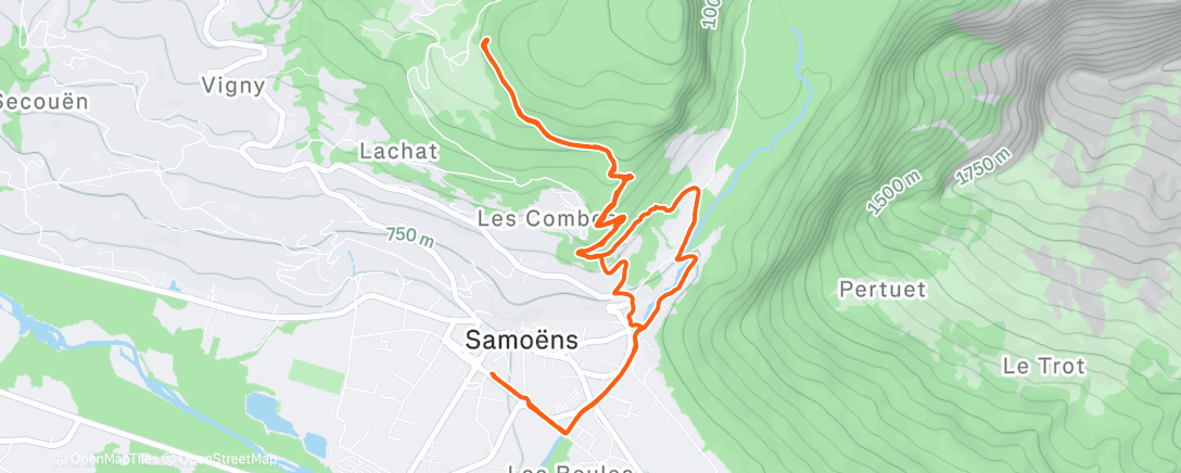 Map of the activity, Course à pied dans l'après-midi