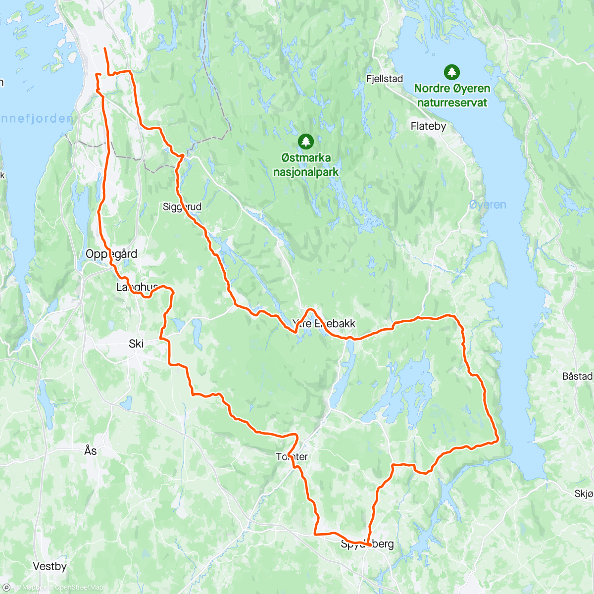 Mapa da atividade, Enebakk, Spydeberg, ski og Poppel 🚴🏻‍♂️☀️🍾🍾