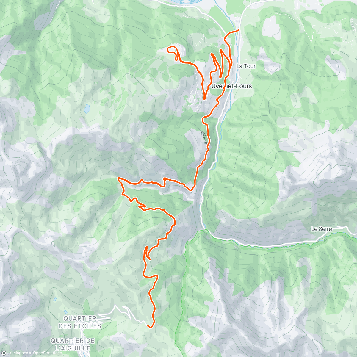 Map of the activity, Col d'Allos & Pra Loup