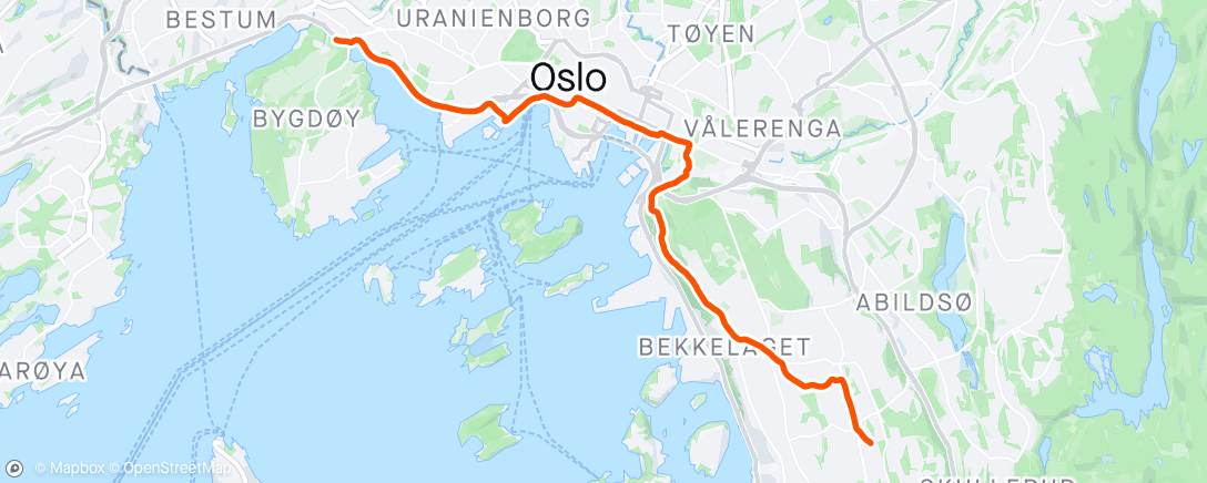 Map of the activity, På vei til jobb. Sol.