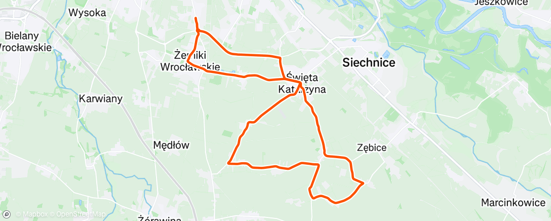 Map of the activity, Evening Ride