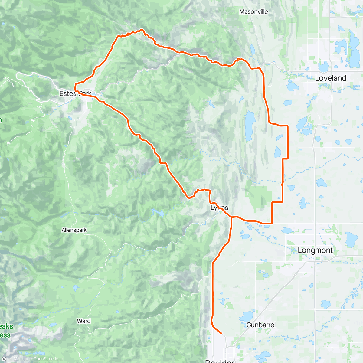Map of the activity, Big Thompson first of the season