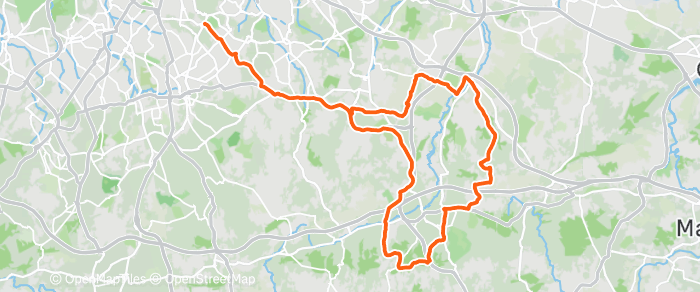 Route map for SEVENOAKS – KNATTS VALLEY (CAFE AT END) – – G1/2 52MI 3200FT G3U 47MI 2500FT G3L 43MI 2400FT