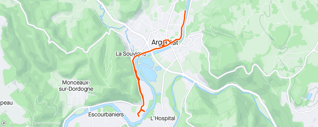 Map of the activity, Course à pied en soirée