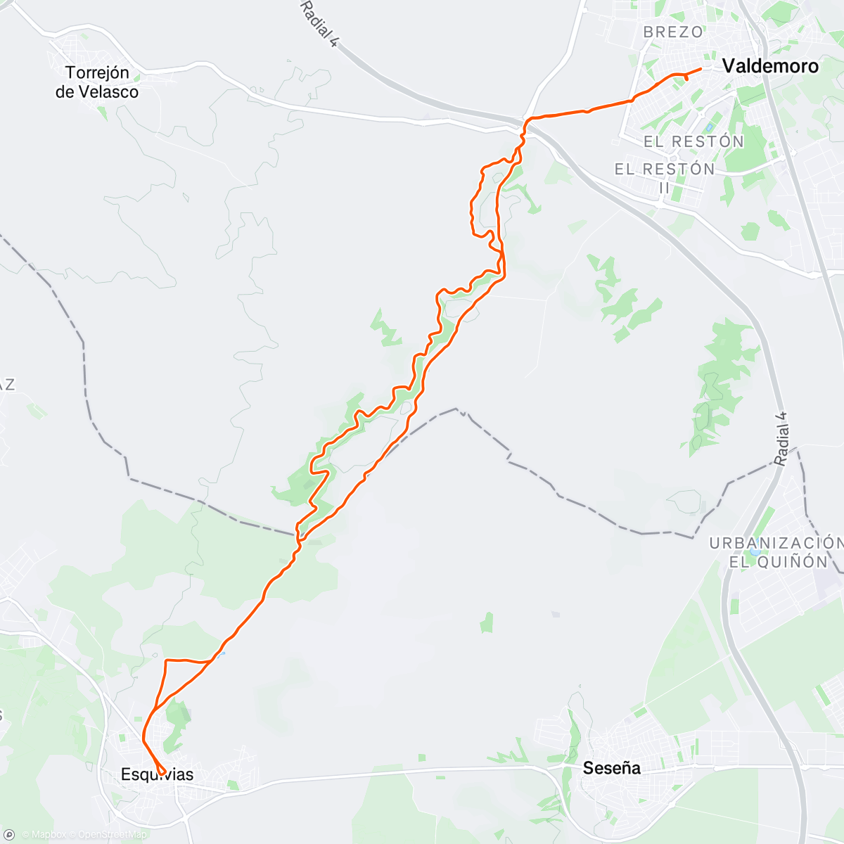 Map of the activity, Tirada Larga a Esquivias...