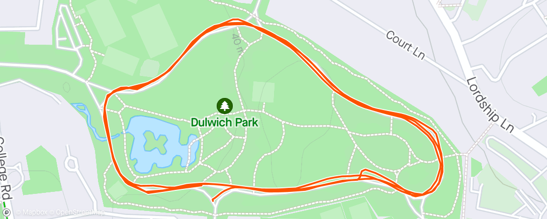 Map of the activity, Dulwich parkrun