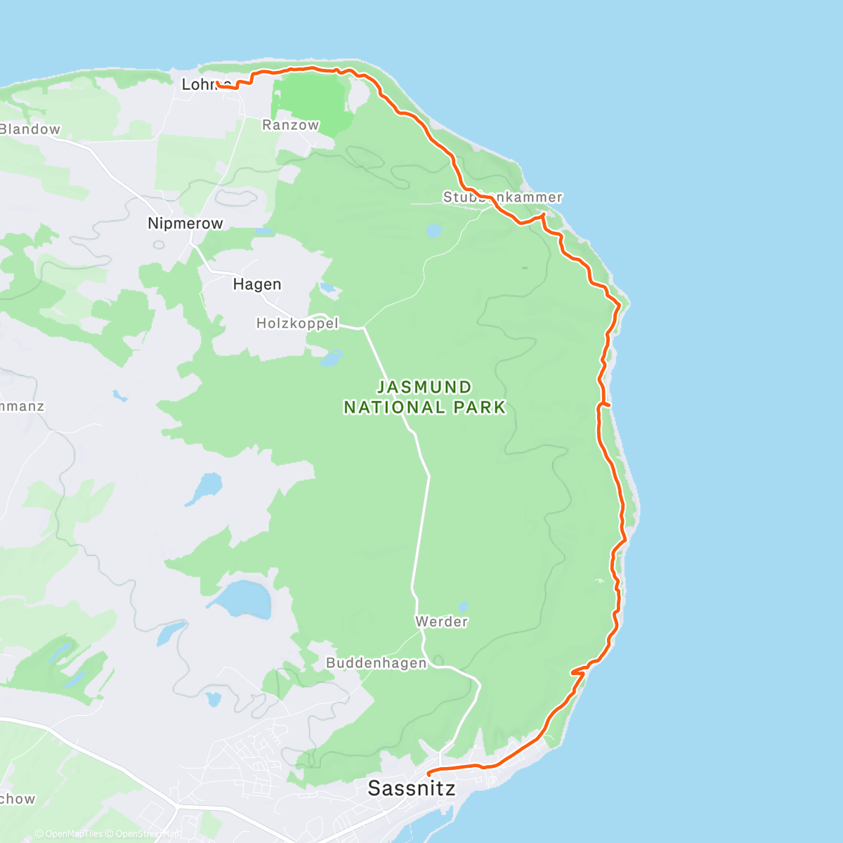 Карта физической активности (Sassnitz -> Lohme Hochuferweg)