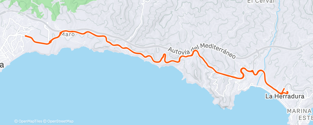 Map of the activity, Bicicleta por la tarde