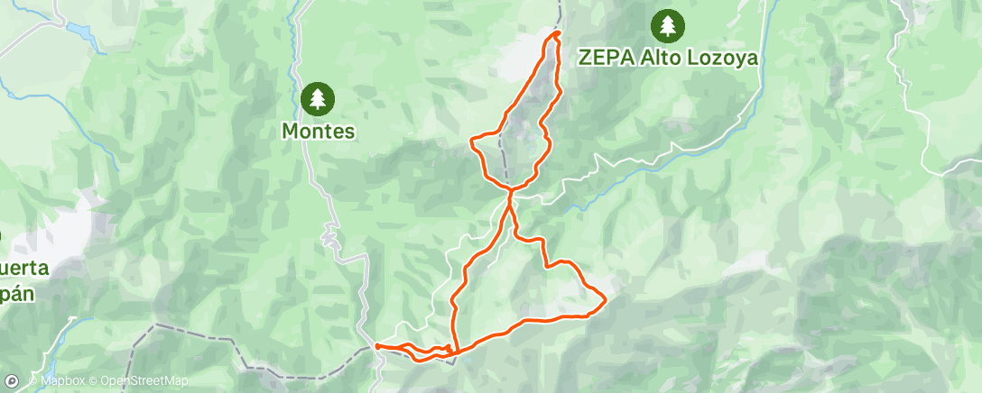 Map of the activity, Carrera de montaña matutina
