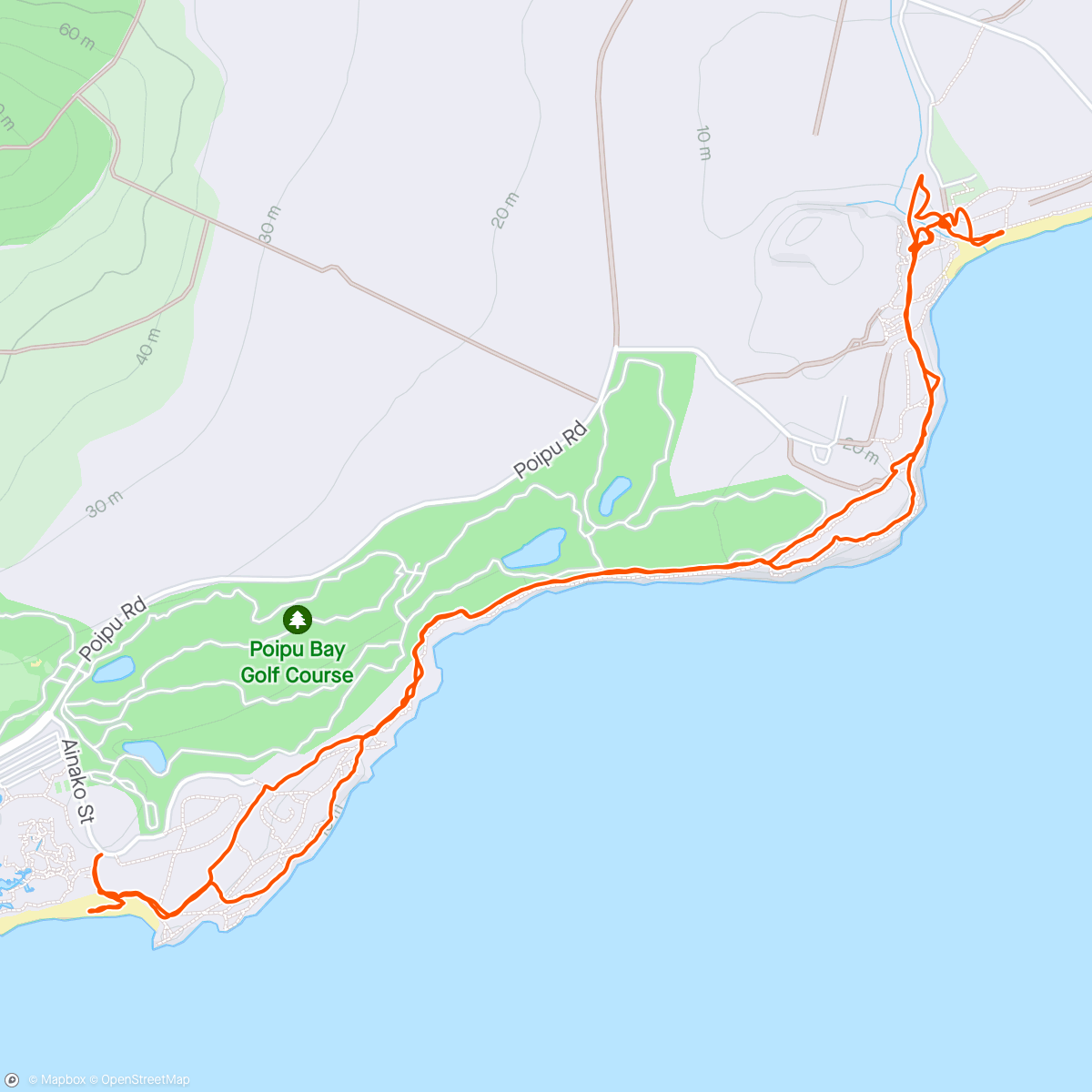 Map of the activity, Shipwreck Beach hike