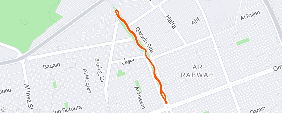 Map of the activity, Evening Run