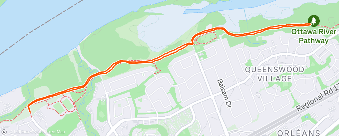 Map of the activity, Course à pied en soirée