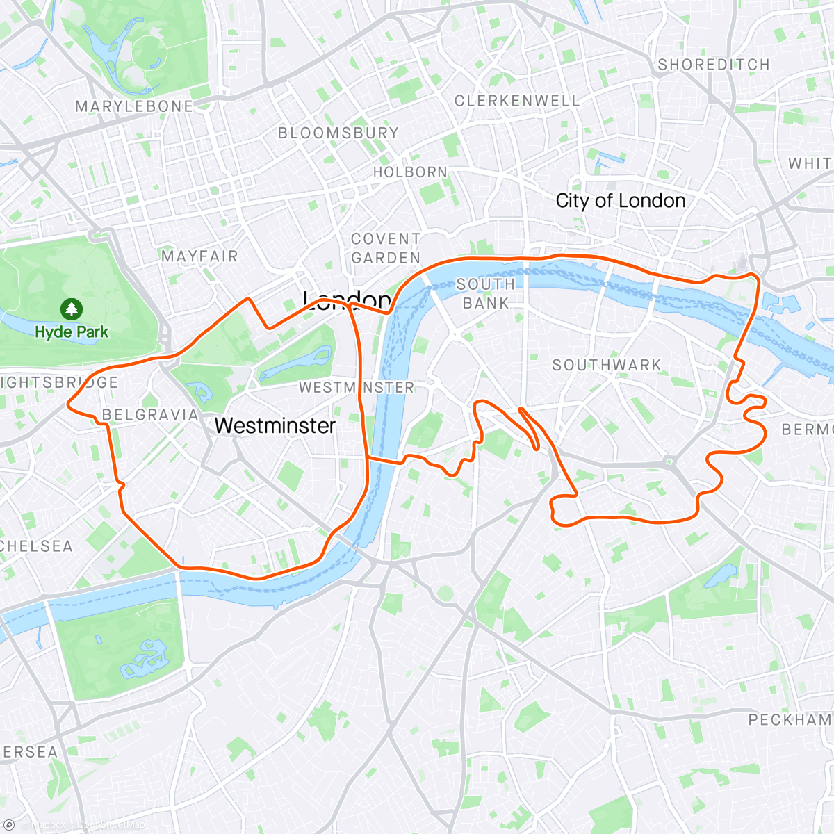 Карта физической активности (Zwift - Anaerobic in London)