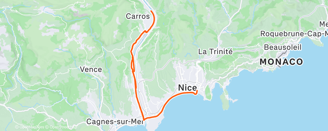 Map of the activity, Cycling