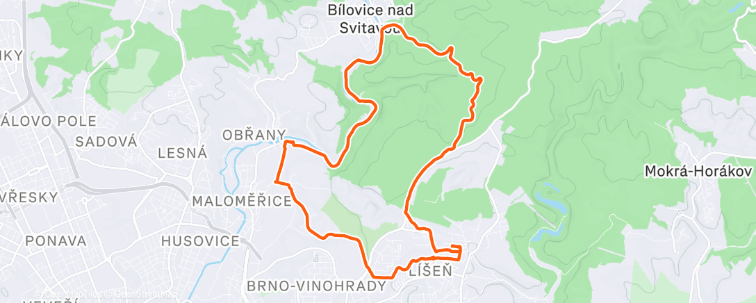 Map of the activity, Mlžný 🌫 adventní🎄 walk🥾 Obřany Bílovice ☁️🍺