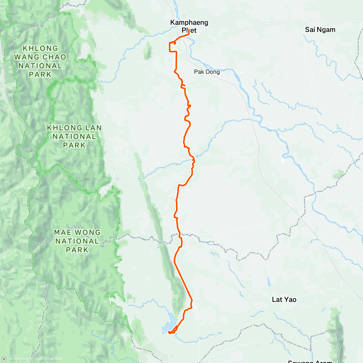 Map of the activity, Day 33: Kamphaeng Phet - Khlong Pho Dam camp กำแพงเพชร ⛅