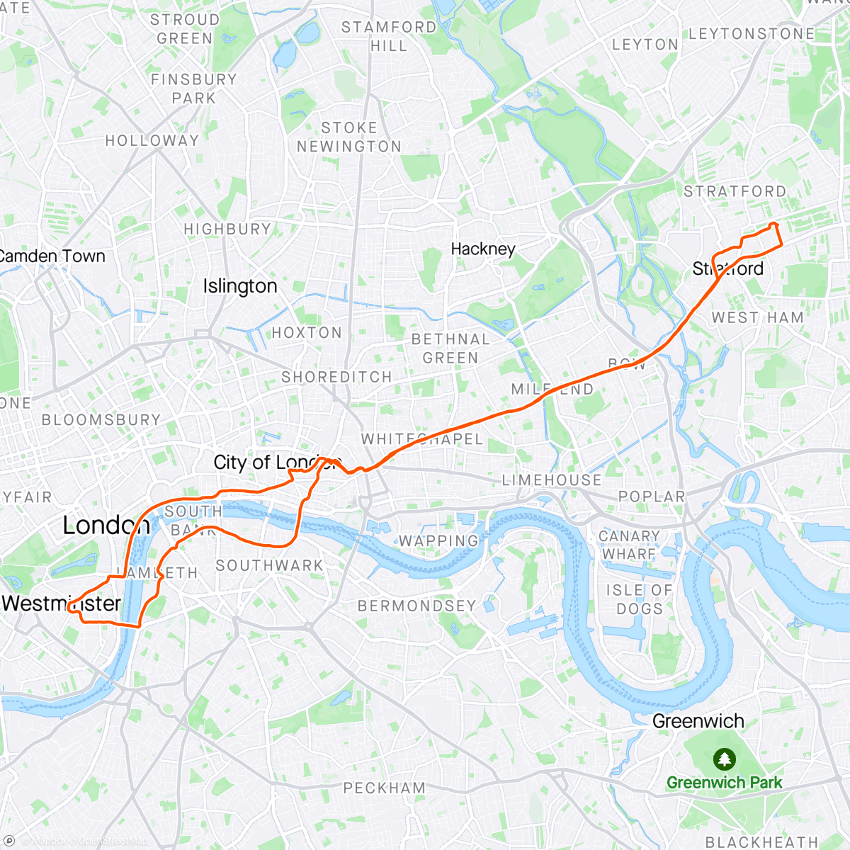 アクティビティ「Afternoon ride to London Bridge」の地図