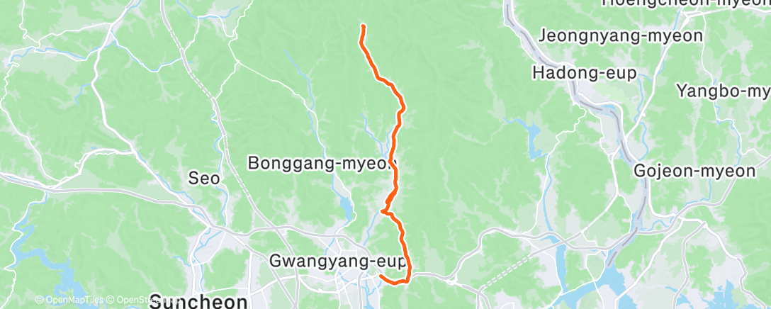 Map of the activity, Afternoon Ride 백운산